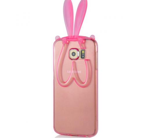 Силиконов калъф / гръб / TPU 3D Rabbit за Samsung S6 Edge G925 - розов — снимка 2