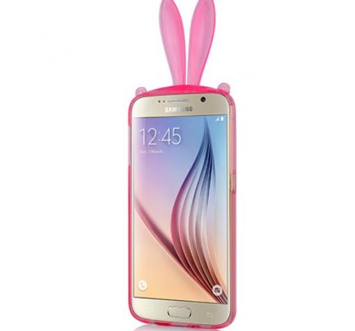 Силиконов калъф / гръб / TPU 3D Rabbit за Samsung S6 Edge G925 - розов — снимка 3
