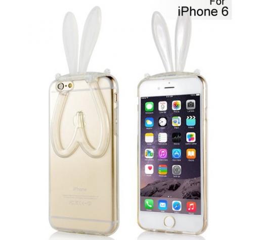 Силиконов калъф / гръб / TPU 3D Rabbit за Apple iPhone 6 4,7" - прозрачен