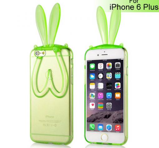 Силиконов калъф / гръб / TPU 3D Rabbit за Apple iPhone 6 4,7" - жълто / зелен