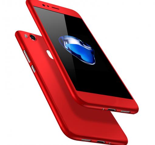 Силиконов калъф / гръб / TPU 360° за Huawei P10 Lite - червен / лице и гръб