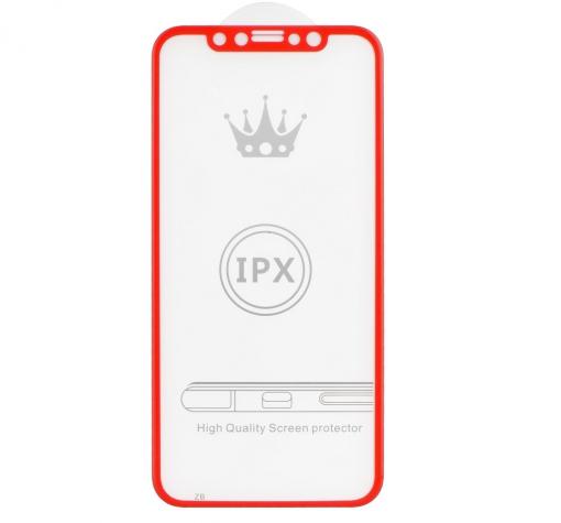 5D full cover Tempered glass Full Glue screen protector Apple iPhone X / Извит стъклен скрийн протектор с лепило от вътрешната страна за Apple iPhone X - червен