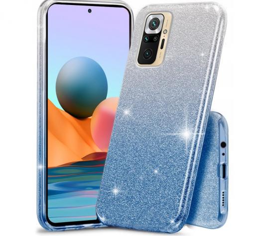 Силиконов калъф / гръб / TPU за Xiaomi Redmi 10 - преливащ / сребристо и синьо / брокат