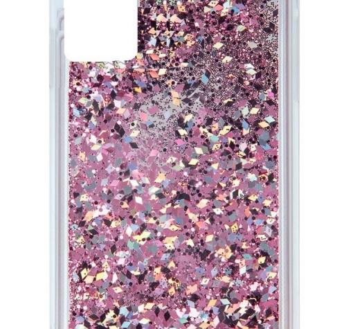 Луксозен твърд гръб / кейс / 3D Water Case за Xiaomi Redmi 9T - прозрачен / течен гръб с брокат / розов