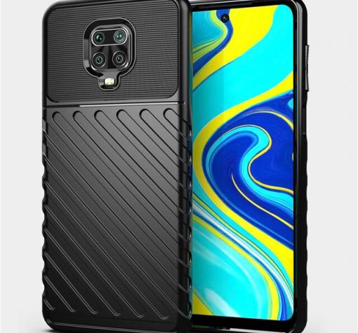 Луксозен силиконов калъф / гръб / TPU Bozzy Rugged за Xiaomi Redmi Note 9s / Note 9 Pro - черен / Carbon