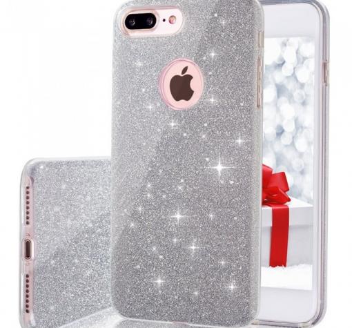 Оригинален гръб REMAX Glitter Series за Apple iPhone 7 Plus / iPhone 8 Plus - сребрист / брокат