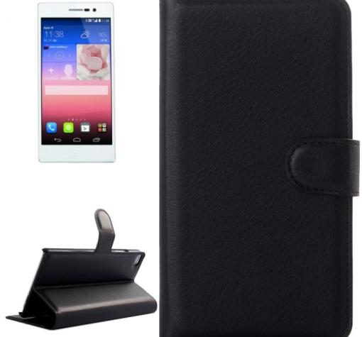 Кожен калъф Flip тефтер със стойка за Huawei Ascend P8 - черен