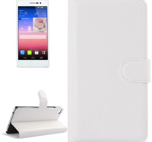 Кожен калъф Flip тефтер със стойка за Huawei Ascend P8 - бял