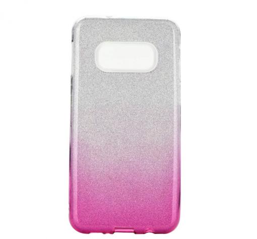Силиконов калъф / гръб / TPU за Samsung S10e - преливащ / сребристо и розово / брокат