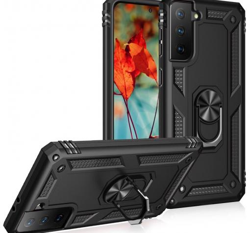 Силиконов гръб Spigen със стойка и магнитно захващане за Samsung S21 Plus – черен