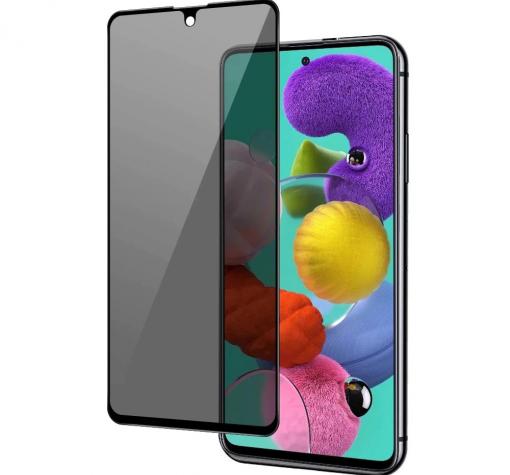 Privacy 5D full cover Tempered glass Full Glue screen protector Samsung S21 Ultra / Privacy Извит стъклен скрийн протектор с лепило от вътрешната страна за Samsung S21 Ultra - черен / прозрачен