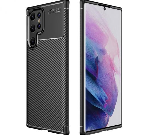 Луксозен силиконов калъф / кейс / TPU Auto Focus за Samsung S22 Ultra 5G- черен / Carbon