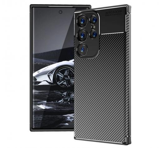 Луксозен силиконов калъф / кейс / TPU Auto Focus за Samsung S24 Ultra - черен / Carbon