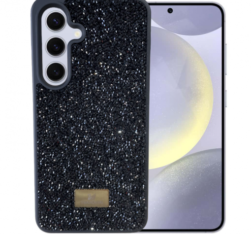 Луксозен твърд гръб Swarovski за Samsung S25 Plus - черен / камъни