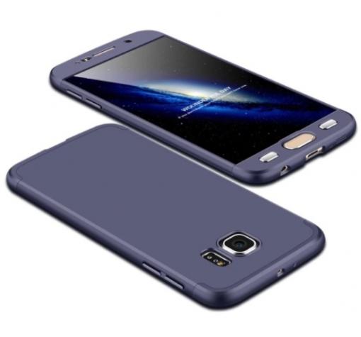 Луксозен твърд гръб GKK 3in1 360° Full Cover за Samsung S7 Edge G935 - син / лице и гръб