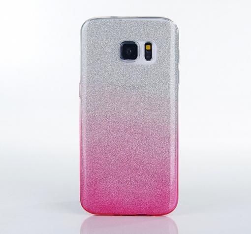Силиконов калъф / гръб / TPU за Samsung S7 G930 - преливащ / сребристо и розово / брокат