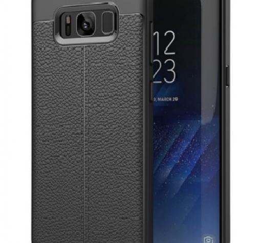 Луксозен силиконов калъф / гръб / TPU Auto Focus 360° + Nano Glass Protector за Samsung S8 Plus G955 - черен / имитиращ кожа / лице и гръб