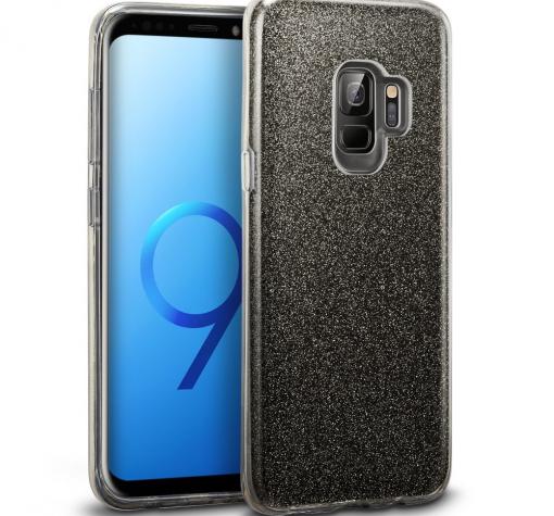 Силиконов калъф / гръб / TPU за Samsung S9 G960 - черен / брокат