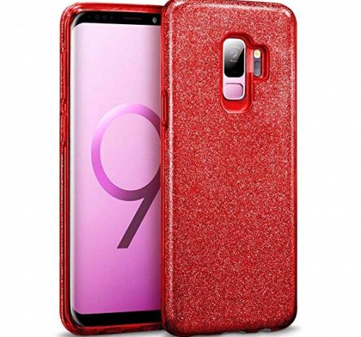 Силиконов калъф / гръб / TPU за Samsung S9 G960 - червен / брокат