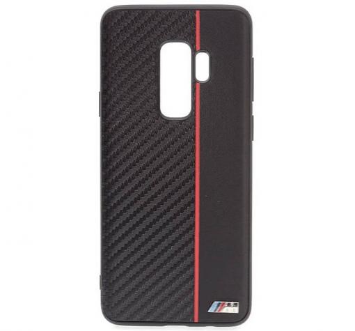 Оригинален кожен твърд гръб BMW за Samsung S9 Plus G965 - черен / Carbon