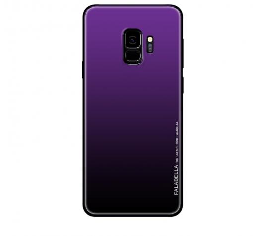 Луксозен стъклен твърд гръб за Samsung J4 2018 - преливащ / лилаво и черно