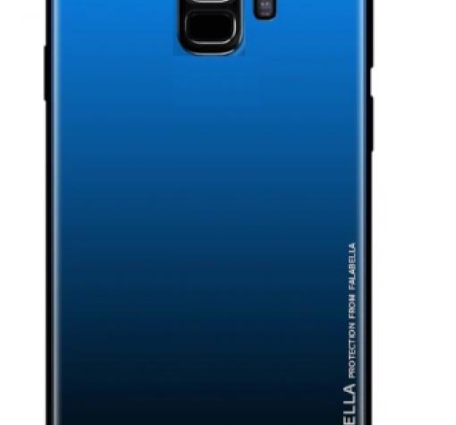Луксозен стъклен твърд гръб за Samsung S9 G960 - преливащ / синьо и черно