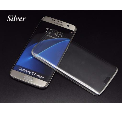 3D full cover Tempered glass screen protector Samsung S7 Edge G935 / Извит стъклен скрийн протектор Samsung S7 Edge G935 - прозрачен с сребрист кант