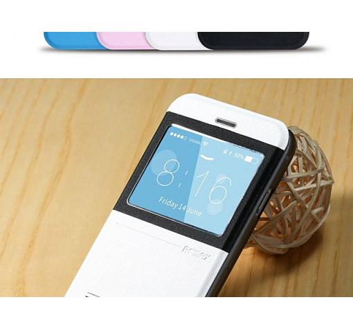 Луксозен кожен калъф Flip тефтер S-View Remax Leather case за Apple iPhone 6 4.7" - бяло и черно