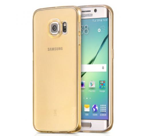 Луксозен силиконов калъф ROCK Slim Jacket Ultra Thin Case за Samsung S6 Edge G925 - прозрачен / златист