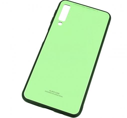 Луксозен стъклен твърд гръб за Samsung A7 2018 A750F - светло зелен