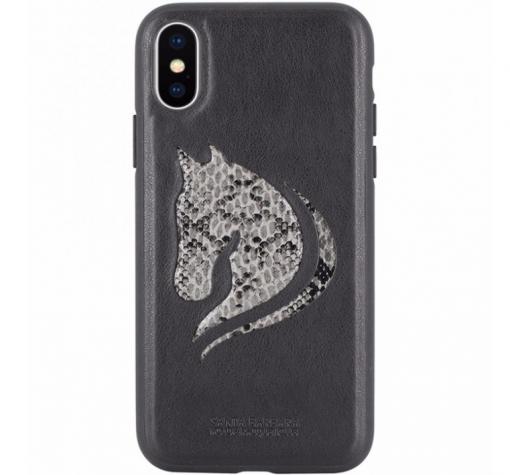Луксозен твърд гръб със силиконова кант за Apple iPhone X - Santa Barbara Polo Club / Black / Horse