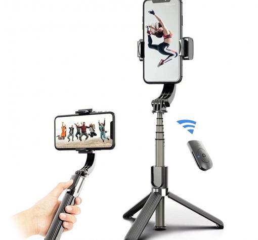 Селфи Стик Tripod L08 със захващащ стабилизатор и Bluetooth / Gimbal Stabilizer Selfie Stick Tripod L08 - черен