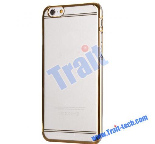 Силиконов калъф / гръб / TPU iSecret+ за Apple iPhone 6 / iPhone 6S - прозрачен с златист кант