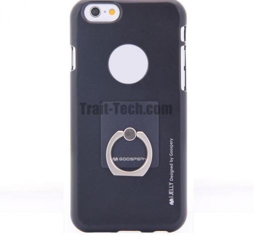 Силиконов калъф / гръб / TPU MERCURY i-Jelly Case със стойка за Apple iPhone 6 / iPhone 6S - черен