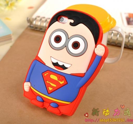 Силиконов калъф / гръб / TPU 3D за Apple iPhone 6 / 6S - червен / Minion Superman