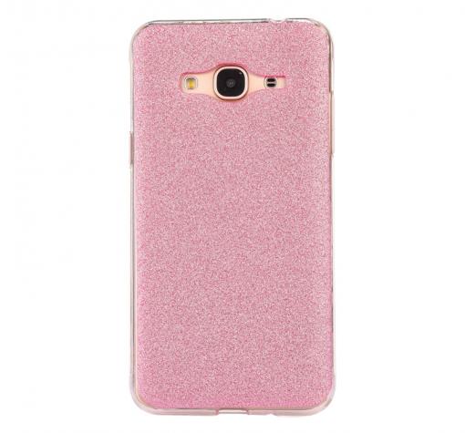 Луксозен силиконов калъф / гръб / TPU за Samsung J7 2016 J710 - розов / брокат