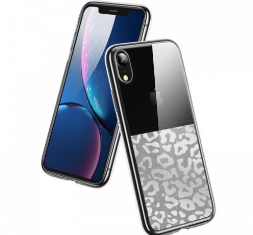 Луксозен силиконов гръб USAMS Yzon YZ01 за Apple iPhone XS MAX - леопардови фигури / блестящ
