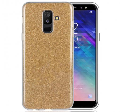 Силиконов калъф / гръб / TPU за Samsung J6 2018 - златист / брокат