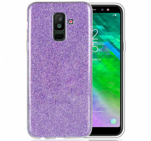 Силиконов калъф / гръб / TPU за Samsung J6 2018 - лилав / брокат