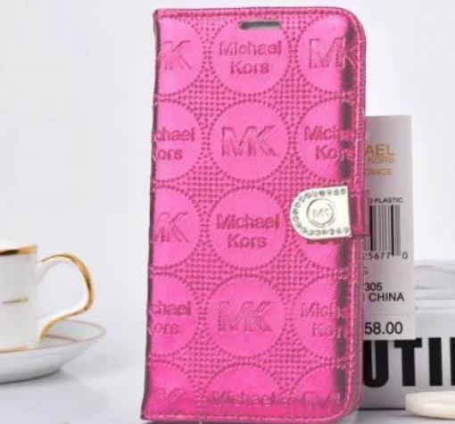 Луксозен кожен калъф Flip тефтер Michael Kors със стойка за Samsung S6 G920 - розов / Flexi