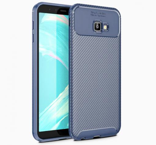 Луксозен силиконов калъф / гръб / TPU Auto Focus за Samsung J4 Plus 2018 - тъмно син / Carbon Fiber