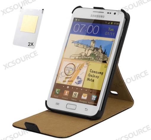 Вертикален кожен калъф със стойка Samsung Note II / N7100 - черен