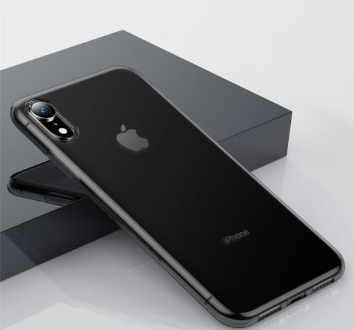 Луксозен силиконов гръб BASEUS Simplicity Series за Apple iPhone XR - черен / прозрачен