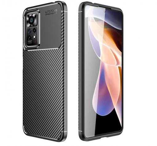 Луксозен силиконов калъф / гръб / кейс Auto Focus за Xiaomi Redmi Note 11S / Note 11 4G - черен / Carbon