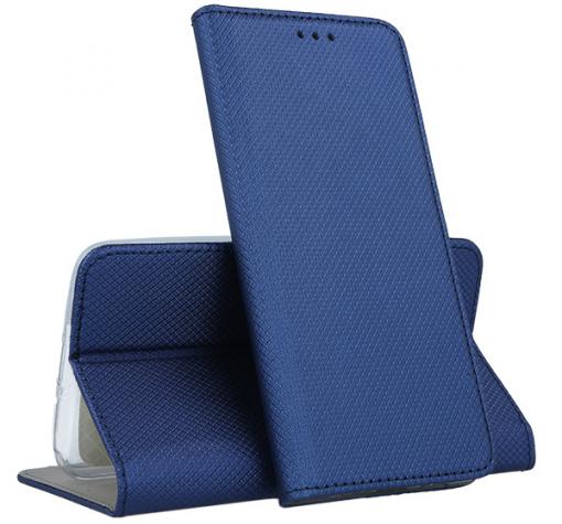 Кожен калъф Magnet Case със стойка за Xiaomi Redmi 7 - тъмно син