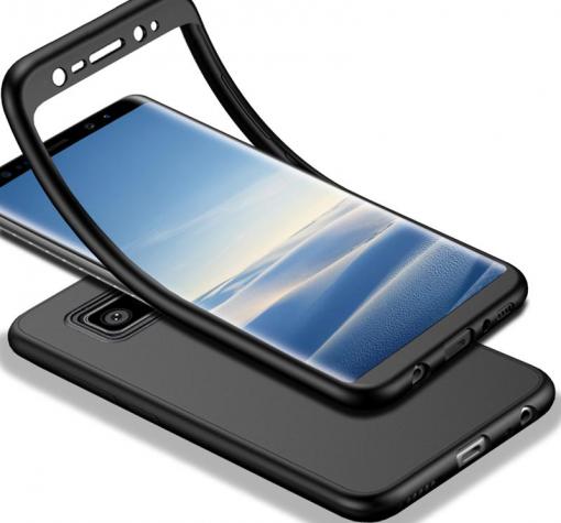 Луксозен силиконов калъф / гръб / TPU 360° за Huawei Y7 2018 / Y7 2018 Prime - черен / лице и гръб