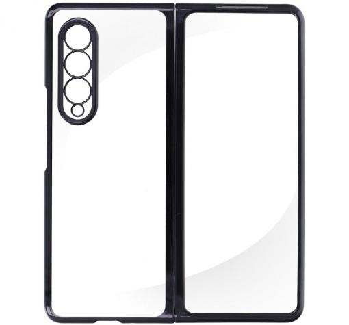Луксозен твърд гръб / кейс / за Samsung Z Fold3 5G - прозрачен / черен кант