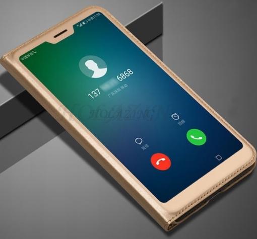 Луксозен кожен калъф Active Flip Cover за Huawei Y6 2018 - златист