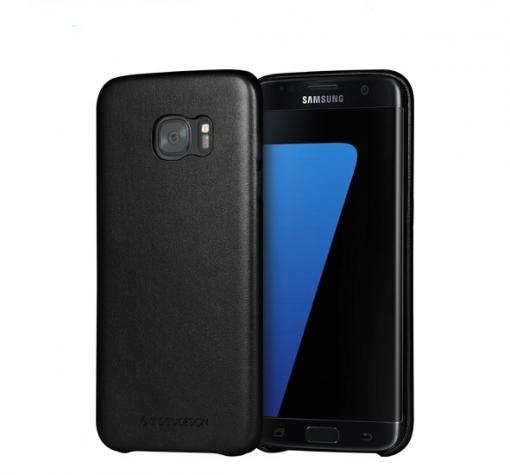 Луксозен кожен твърд гръб TOTU Design Skin Series за Samsung S7 Edge G935 - черен