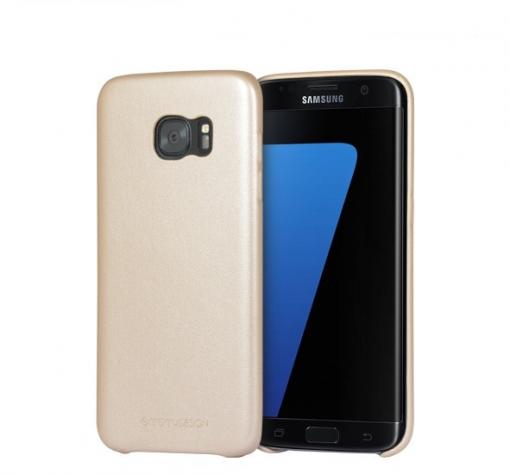 Луксозен кожен твърд гръб TOTU Design Skin Series за Samsung S7 Edge G935 - златист